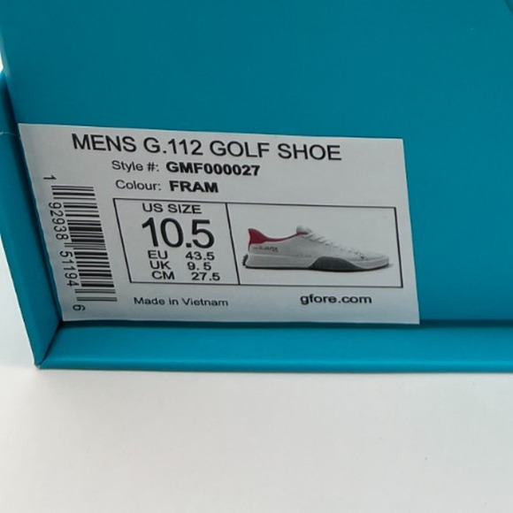 G/Fore G.112 Golf Shoes Men \'s Size 10.5 White GMF000027 New. main image 4